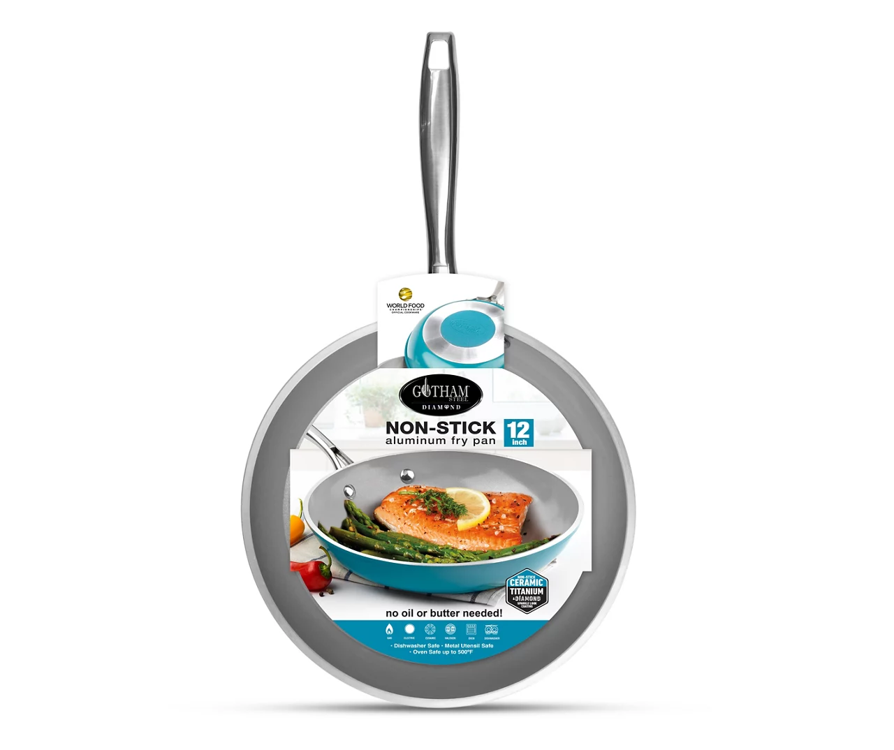 12" Aqua Blue Non-Stick Aluminum Fry Pan