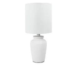 White Textured Table Lamp With Bulb