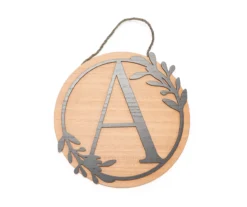 Brown & Black Cutout Greenery Initial Circle Wall Plaque