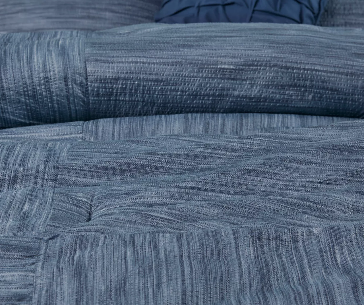 Kelan Navy Streak Patchwork Seersucker California King 7-Piece Comforter Set - Image 12