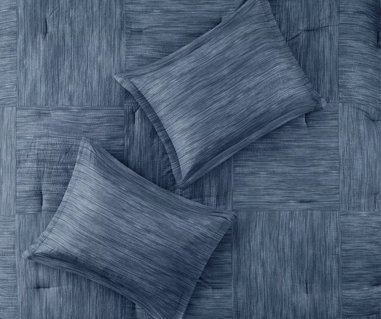 Kelan Navy Streak Patchwork Seersucker California King 7-Piece Comforter Set - Image 6