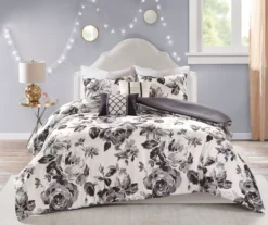 Hannah White & Black Floral Duvet Cover Set