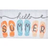 "Hello Summer" White, Orange & Blue Flip-Flop Doormat, (18" X 30")