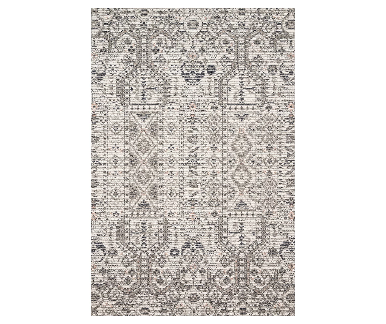 Summertime Ivory & Gray Geometric Ornamental Outdoor Area Rug, (8' X 10')