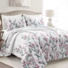 Lush Decor Mirabelle Blue & Dark Pink Watercolor Floral Quilt Set