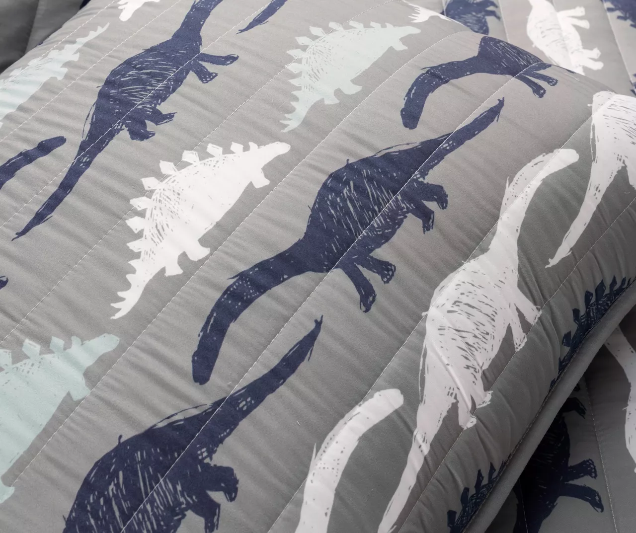 Navy & Gray Dinosaur Reversible Twin 2-Piece Quilt Set - Image 4