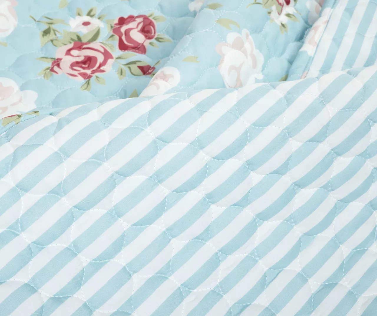 Lush Decor Blue & Blush Floral Ruffle-Trim Reversible Quilt Set - Image 5