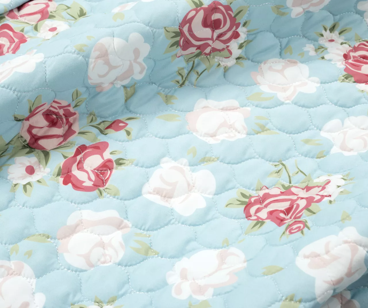 Lush Decor Blue & Blush Floral Ruffle-Trim Reversible Quilt Set - Image 10