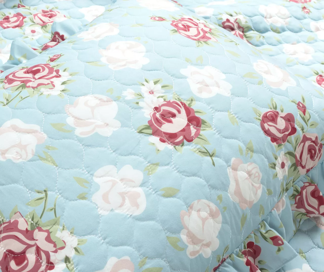 Lush Decor Blue & Blush Floral Ruffle-Trim Reversible Quilt Set - Image 12