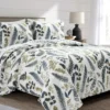 Lush Decor Devonia White & Green Botanical Reversible Cotton Quilt Set