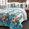 Lush Decor Turquoise & Orange Southwest Cactus Reversible Quilt Set
