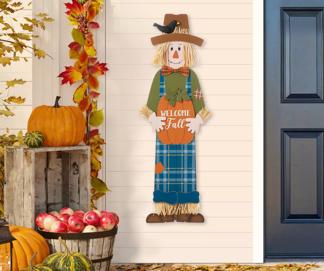 48" Scarecrow & "Welcome Fall" Pumpkin Yard Stake - Image 4