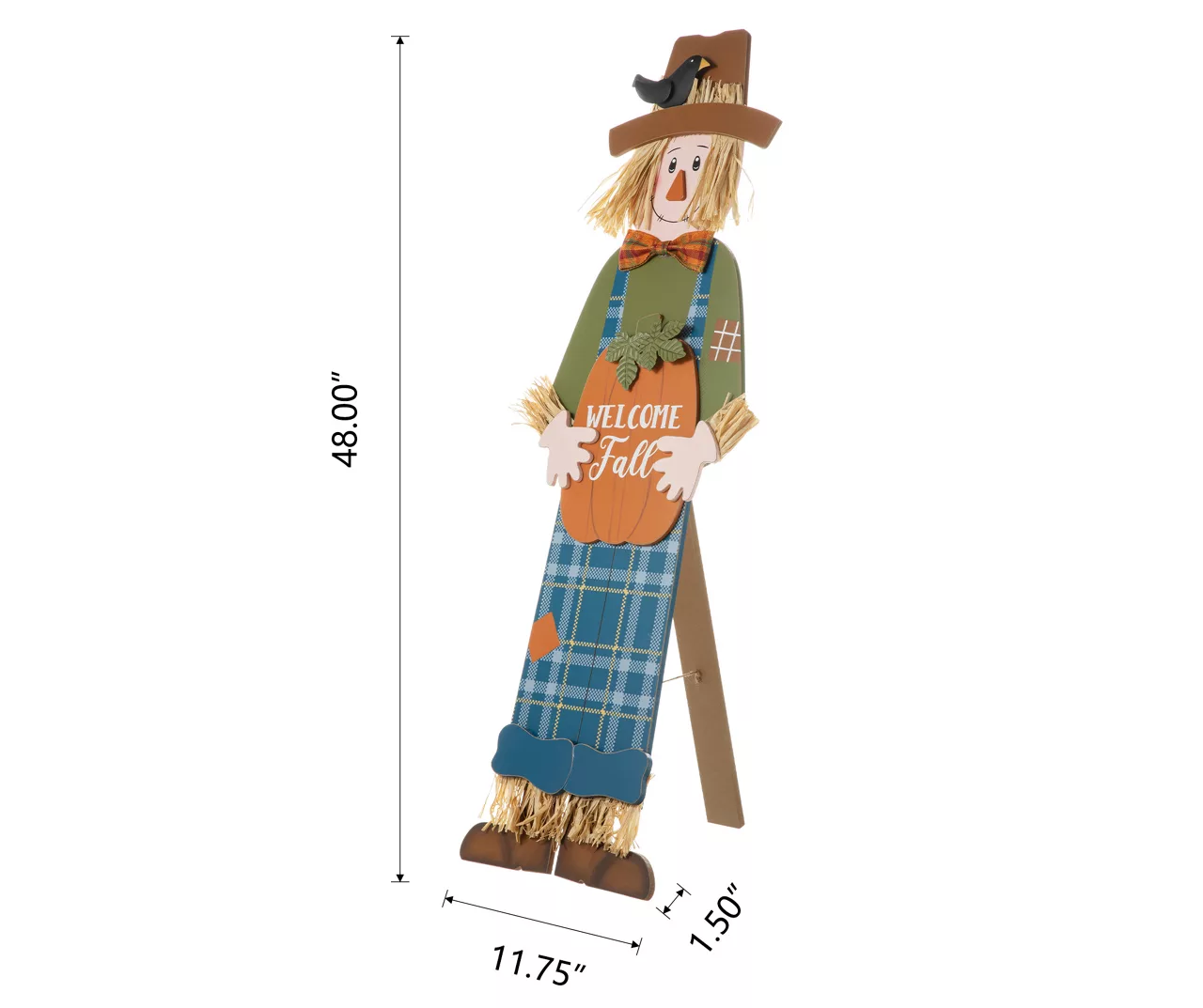 48" Scarecrow & "Welcome Fall" Pumpkin Yard Stake - Image 6