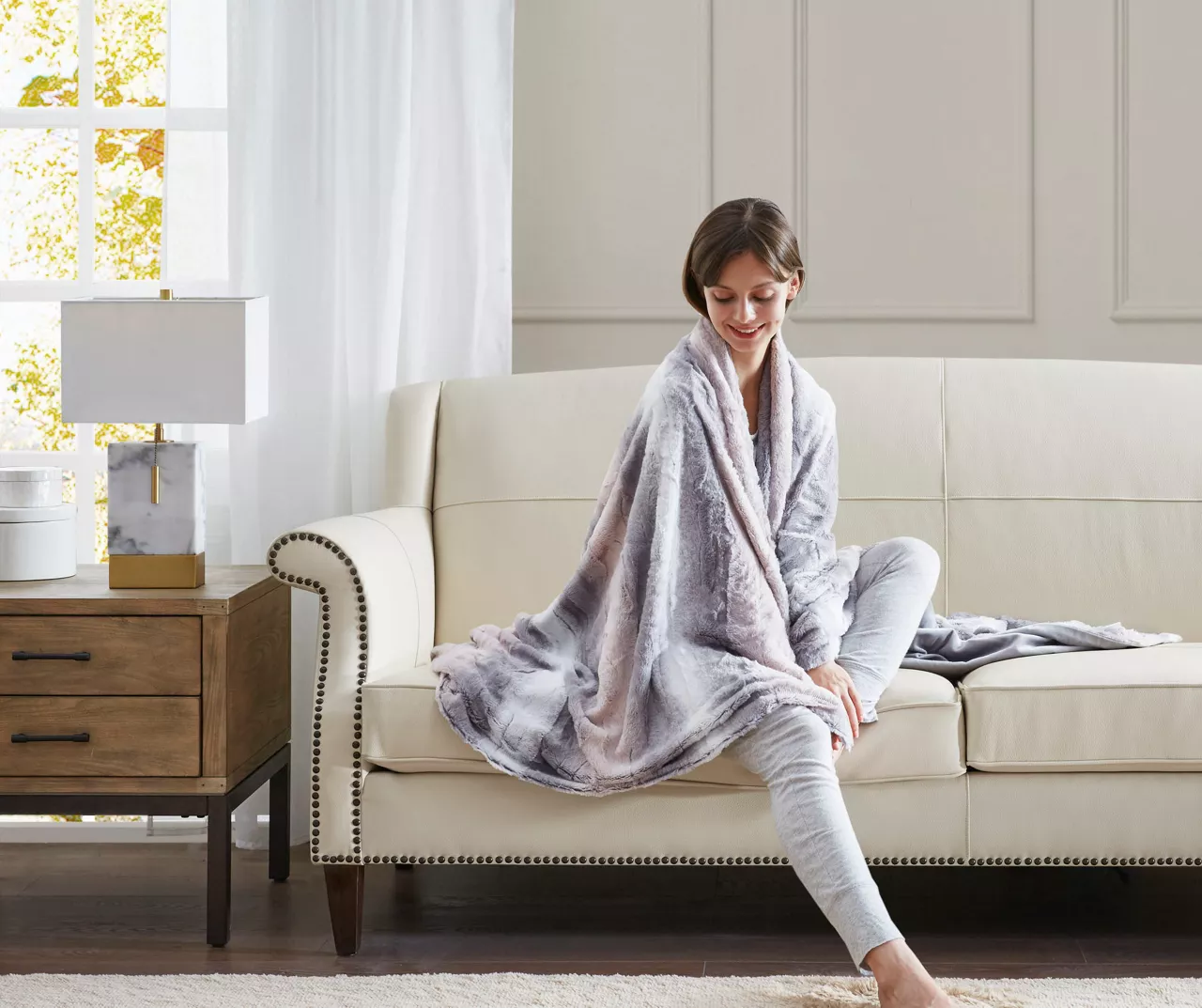 Marselle Stripe Oversize Faux Fur Throw, (60" X 70") - Image 12