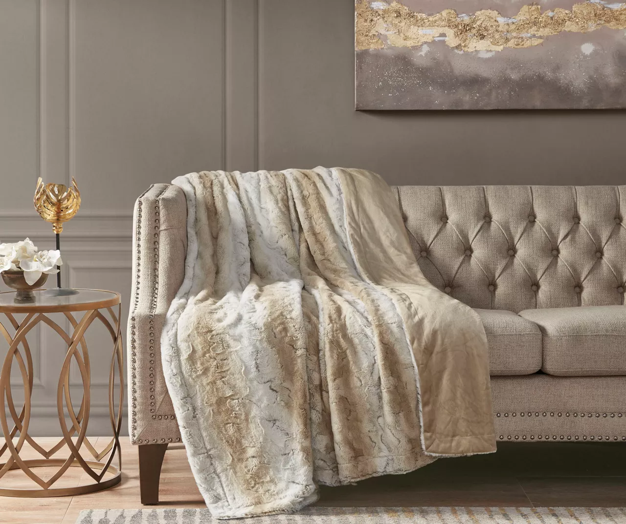 Marselle Stripe Oversize Faux Fur Throw, (60" X 70") - Image 5