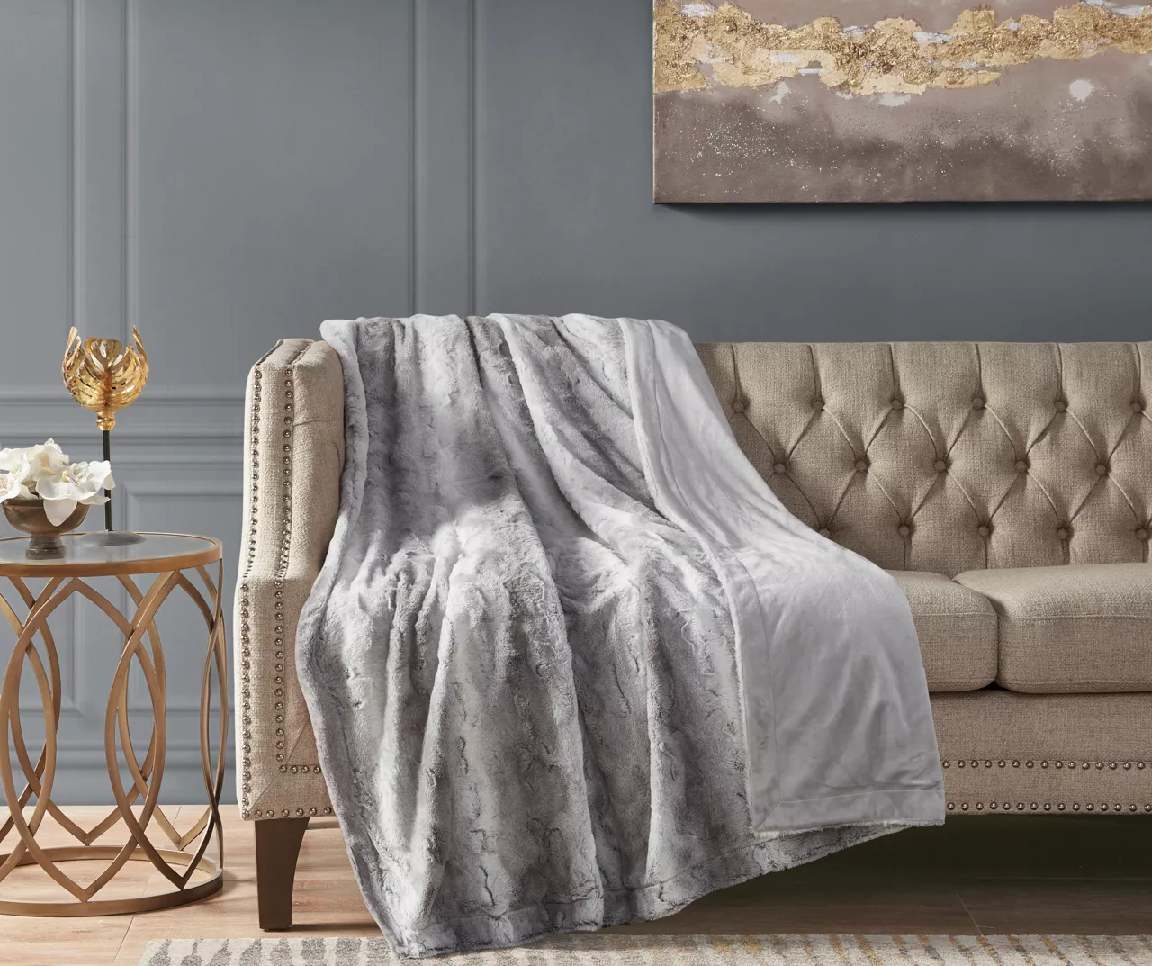 Marselle Stripe Oversize Faux Fur Throw, (60" X 70")