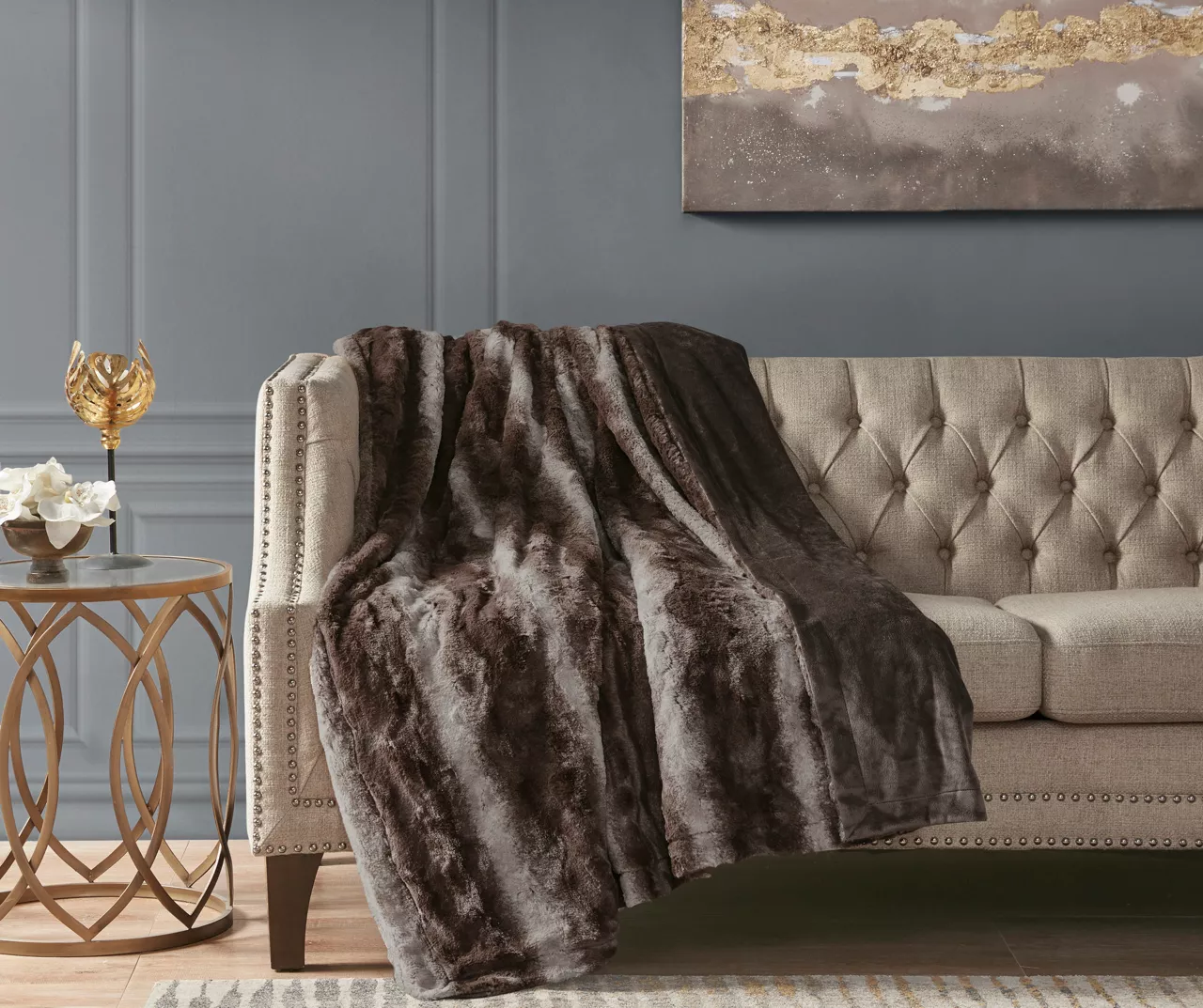 Marselle Stripe Oversize Faux Fur Throw, (60" X 70") - Image 4