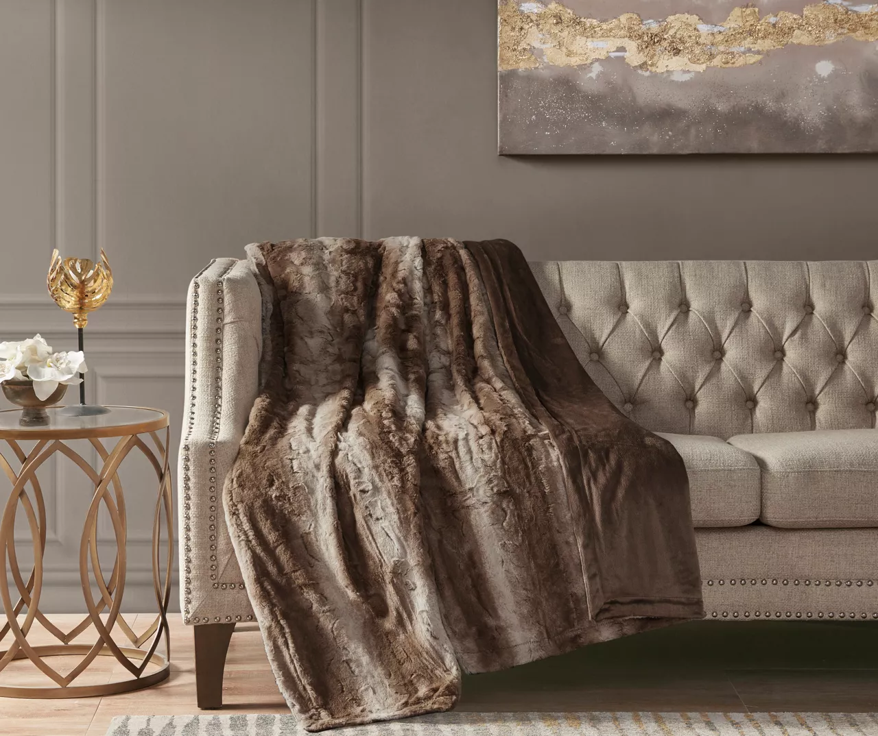 Marselle Stripe Oversize Faux Fur Throw, (60" X 70") - Image 3