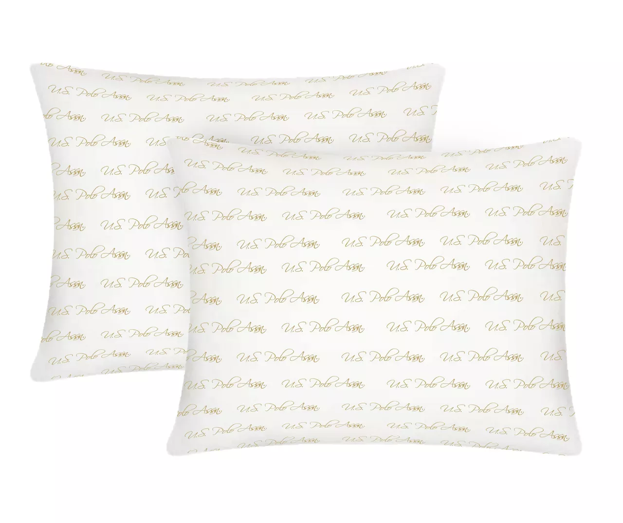 "U.S. Polo" Gold & White Script Pillows, 2-Pack
