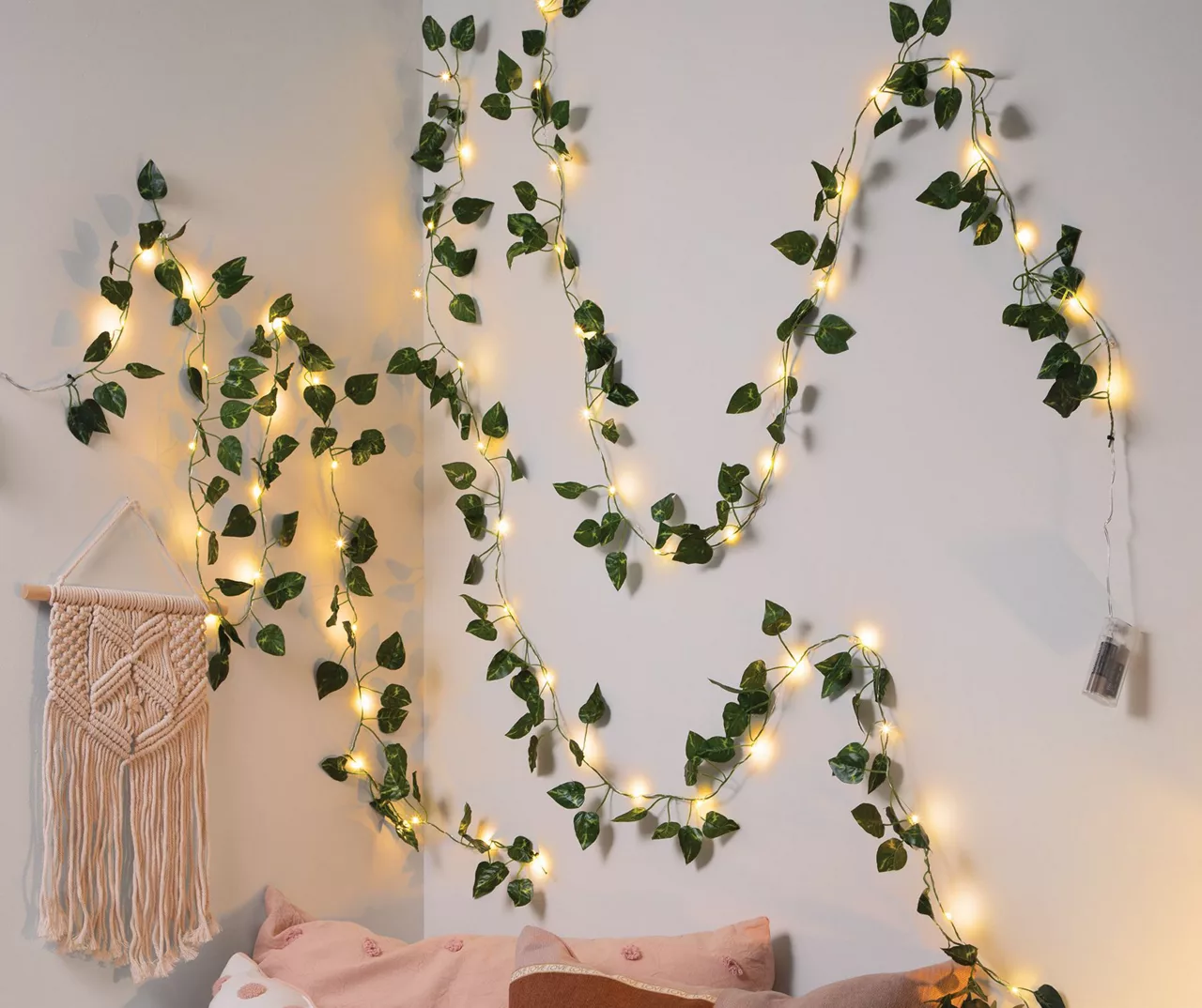 7' Warm White LED Green Vine String Lights, 3-Pack - Image 3