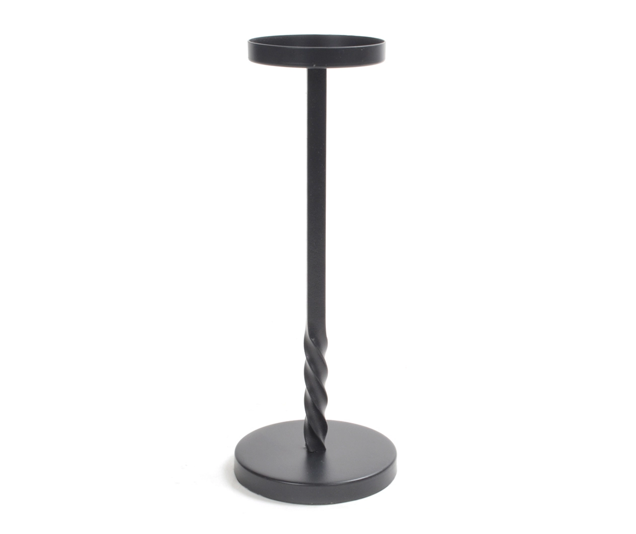 Black Twisted Metal Pillar Candle Holder, (12")