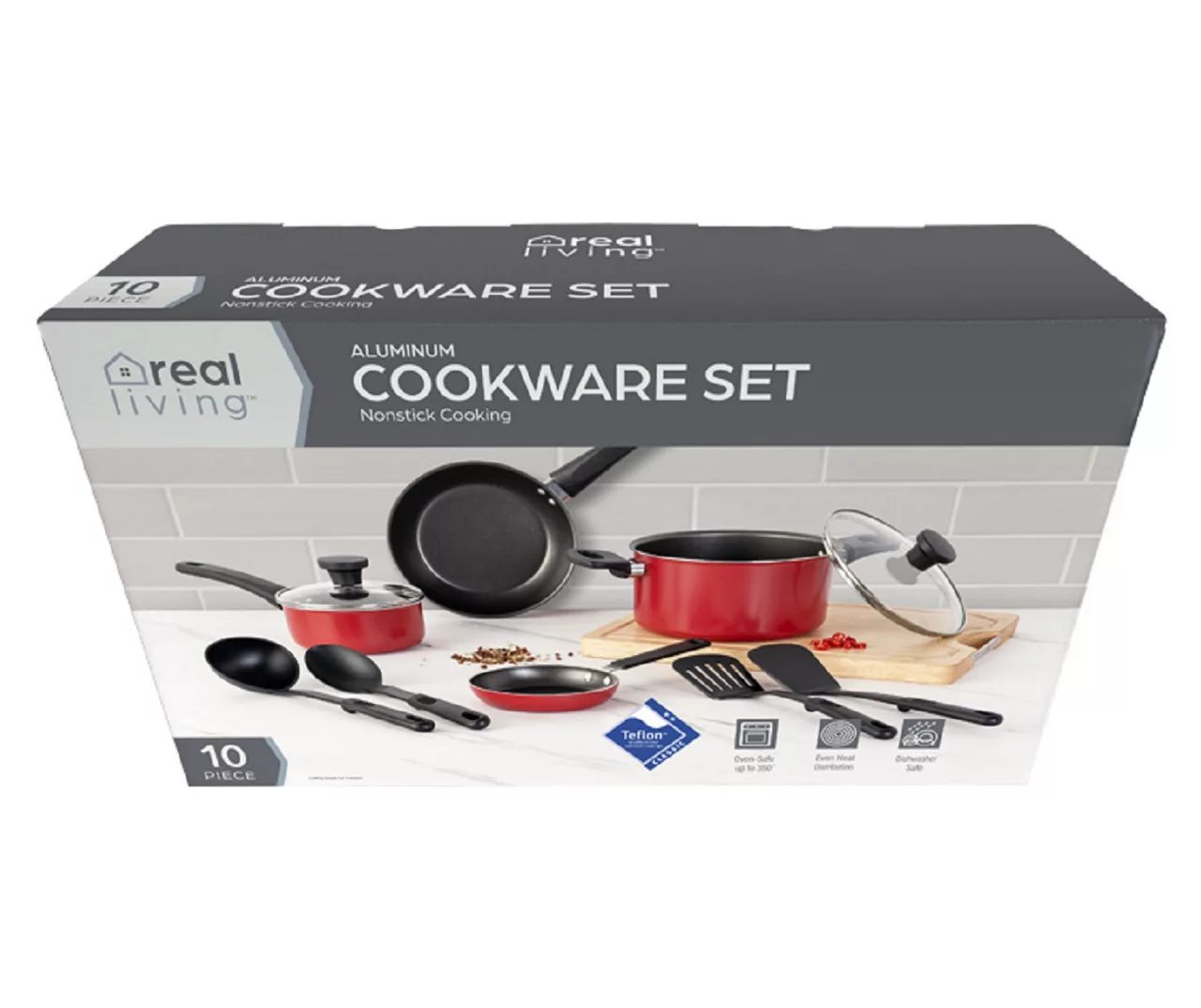 Red Non-Stick 10-Piece Cookware Set - Image 2