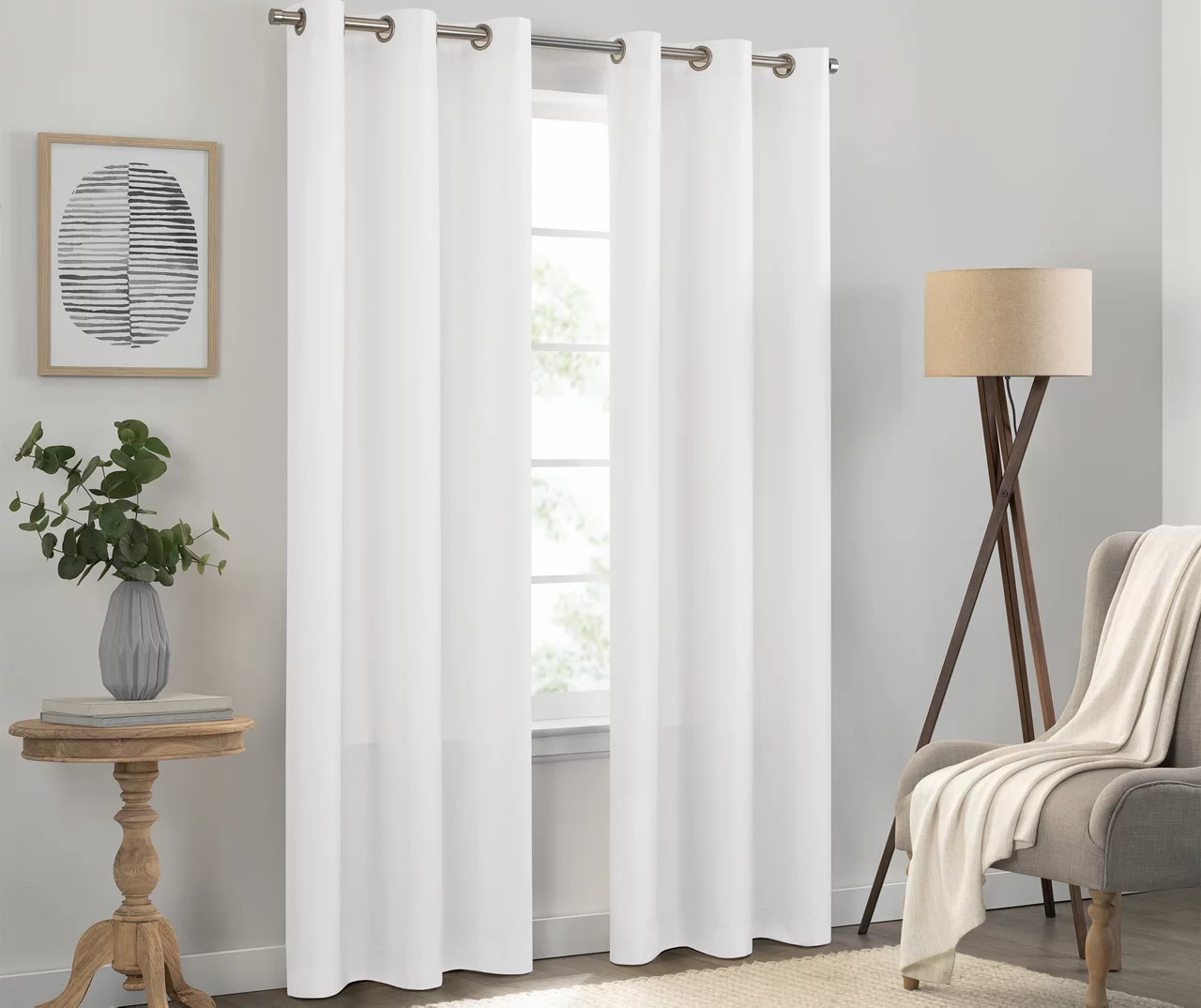 Kendall White Blackout Grommet Curtain Panel, (84") - Image 2