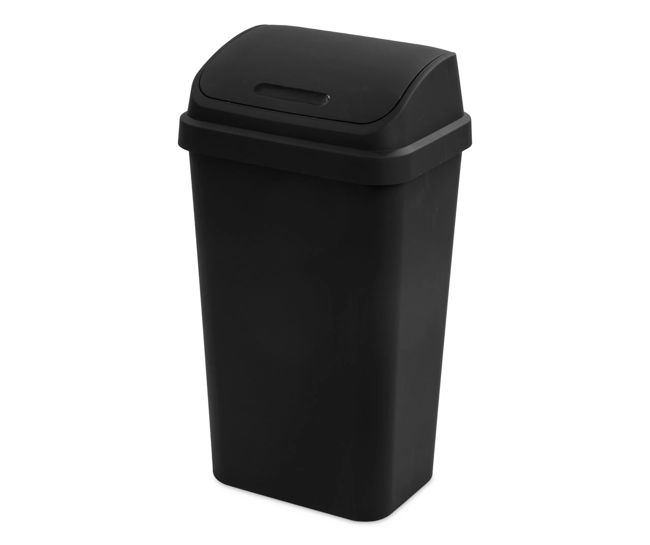 Black 13-Gallon Swing Top Wastebasket
