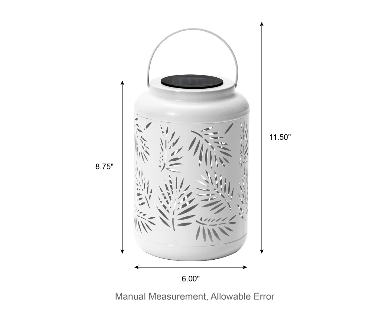 White Leaf Cut-Out Metal LED Solar Lantern - Image 11