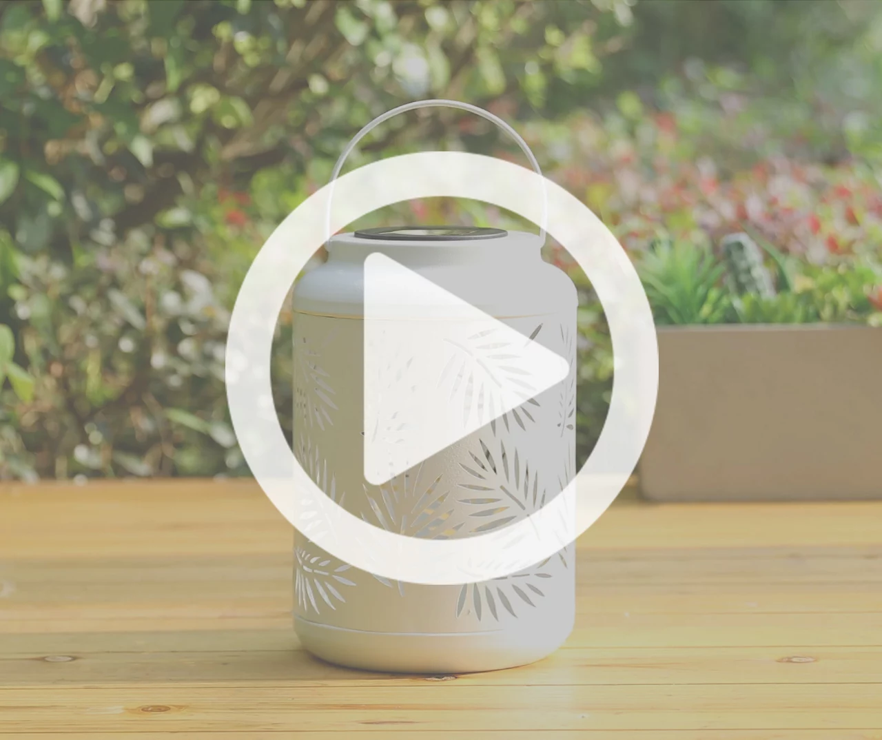 White Leaf Cut-Out Metal LED Solar Lantern - Image 6