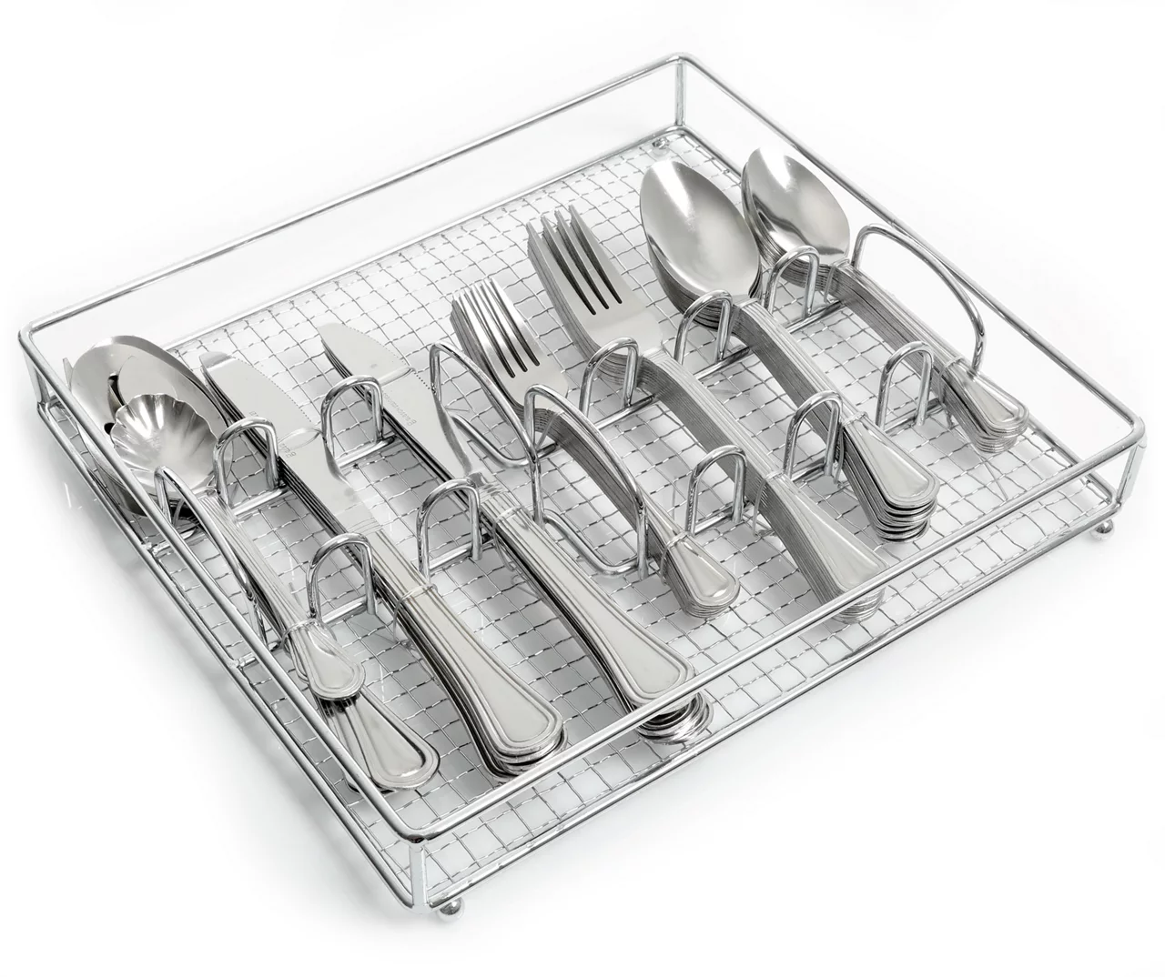 South Bay Wire Caddy & 65-Piece Cutlery Set