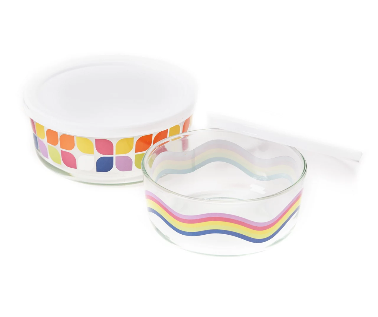 Rainbow Decal Glass Storage Bowls, 2-Pack - Image 2