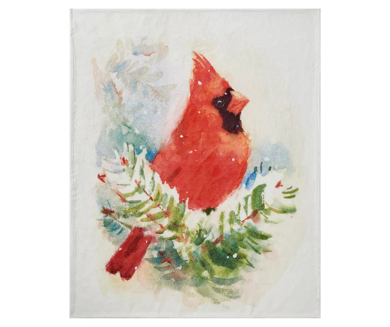 White & Red Cardinal Raschel Throw, (50" X 60")
