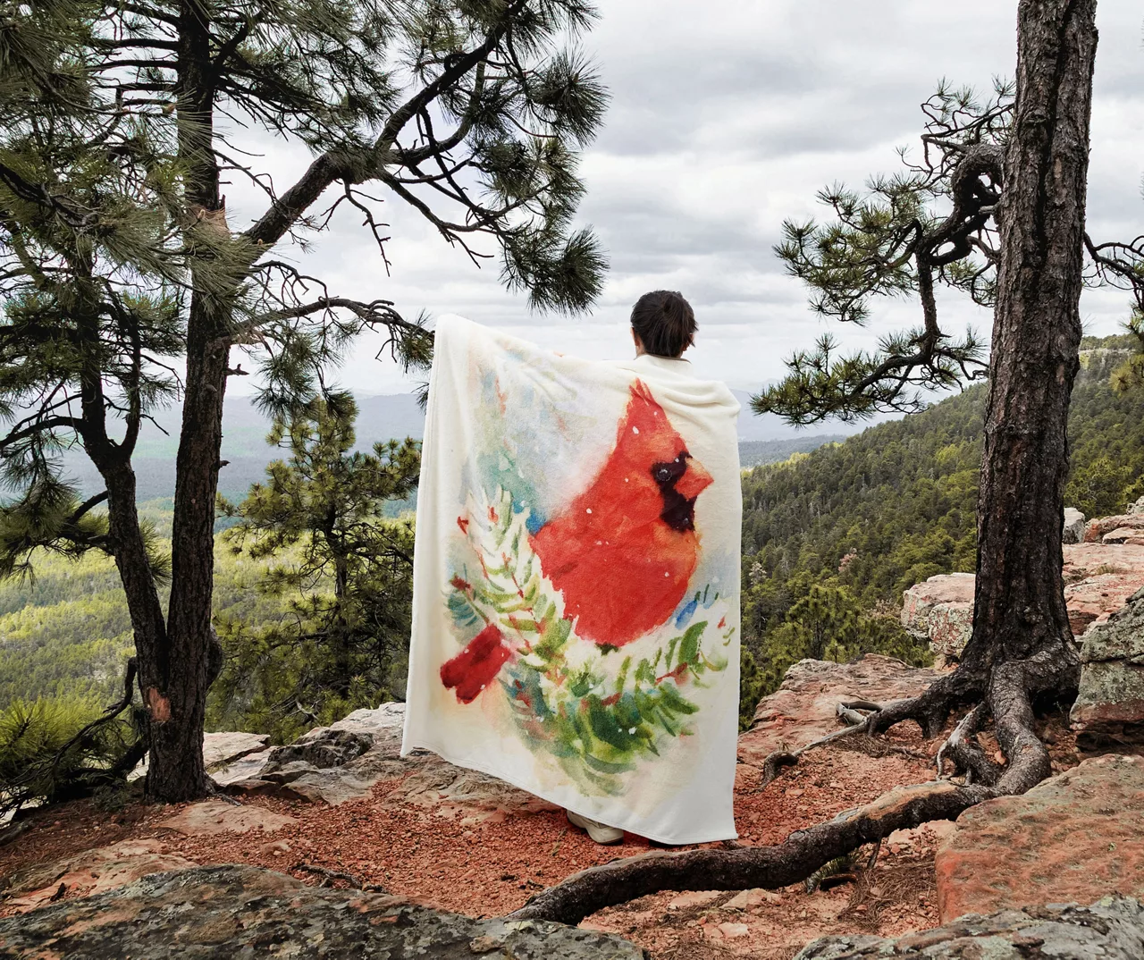 White & Red Cardinal Raschel Throw, (50" X 60") - Image 4