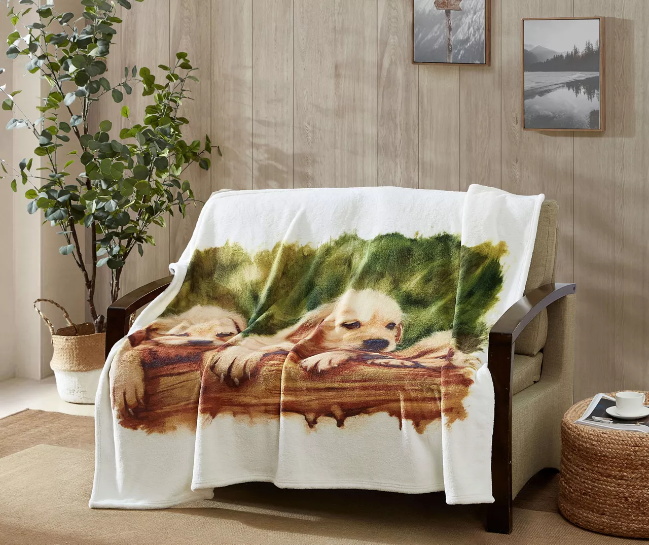 Brown Puppy Love Fleece Raschel Throw, (50" X 60") - Image 4