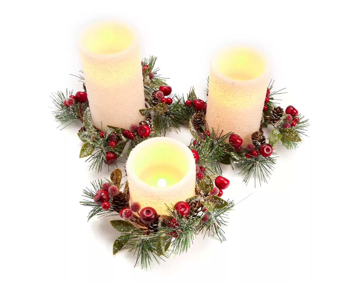Pine & Berry 3-Piece LED Pillar Candle Set - Image 2