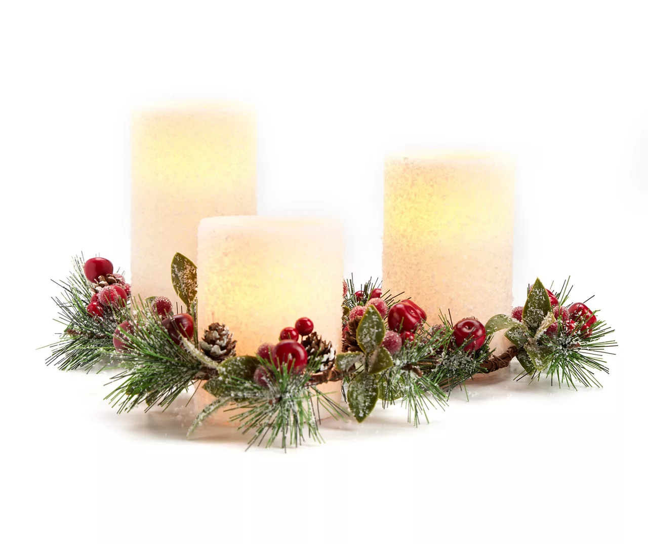 Pine & Berry 3-Piece LED Pillar Candle Set