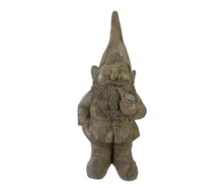 17.75" Gray Standing Gnome Statue
