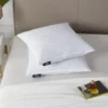 White Medium-Firm Cotton-Feather Square Pillow, 2-Pack