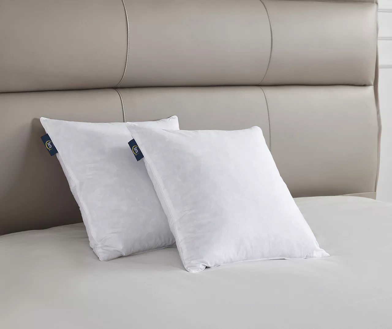 White Medium-Firm Cotton-Feather Square Pillow, 2-Pack - Image 3