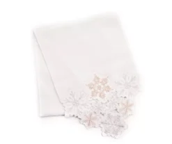 Frosted Forest White Embroidered Cutout Snowflake Table Runner