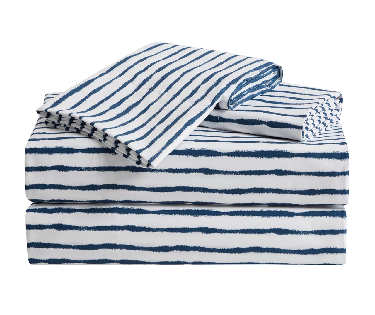 White & Navy Stripe Sheet Set