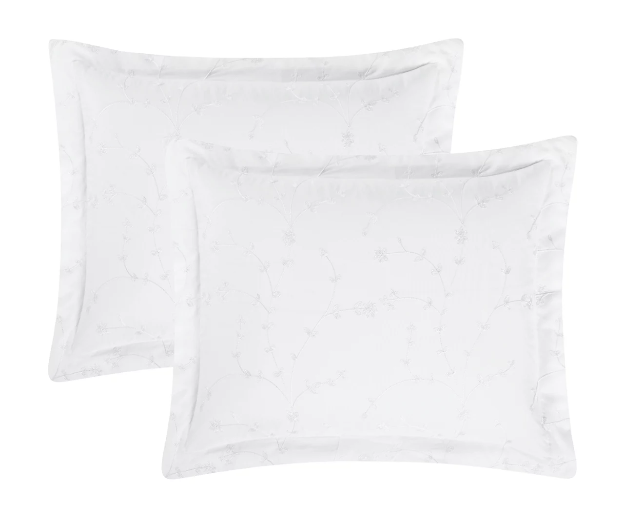 Emilia White Embroidered Botanical Queen 3-Piece Comforter Set - Image 3