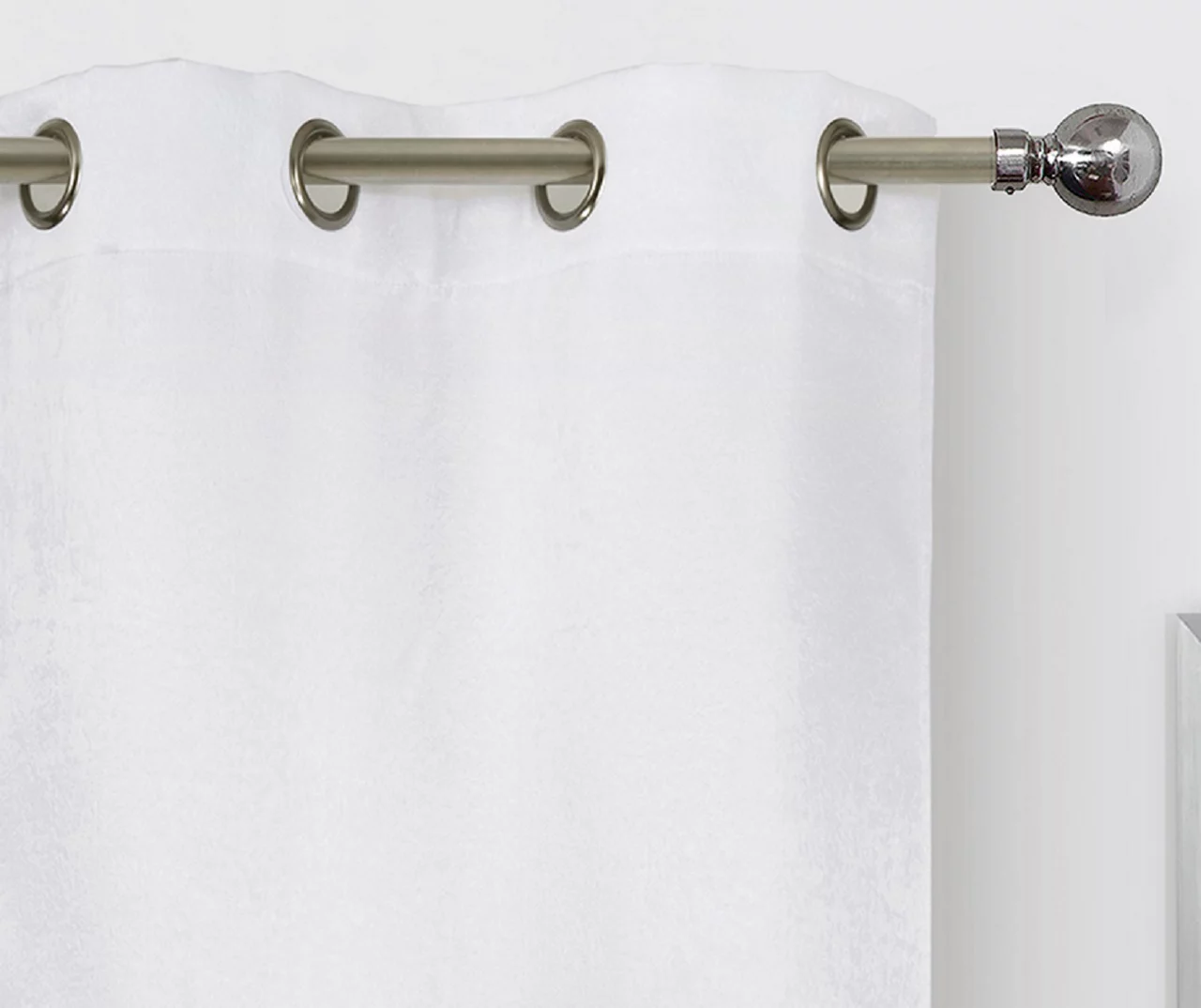 White Velvet Abstract Blackout Grommet Curtain Panel Pair, (63") - Image 2