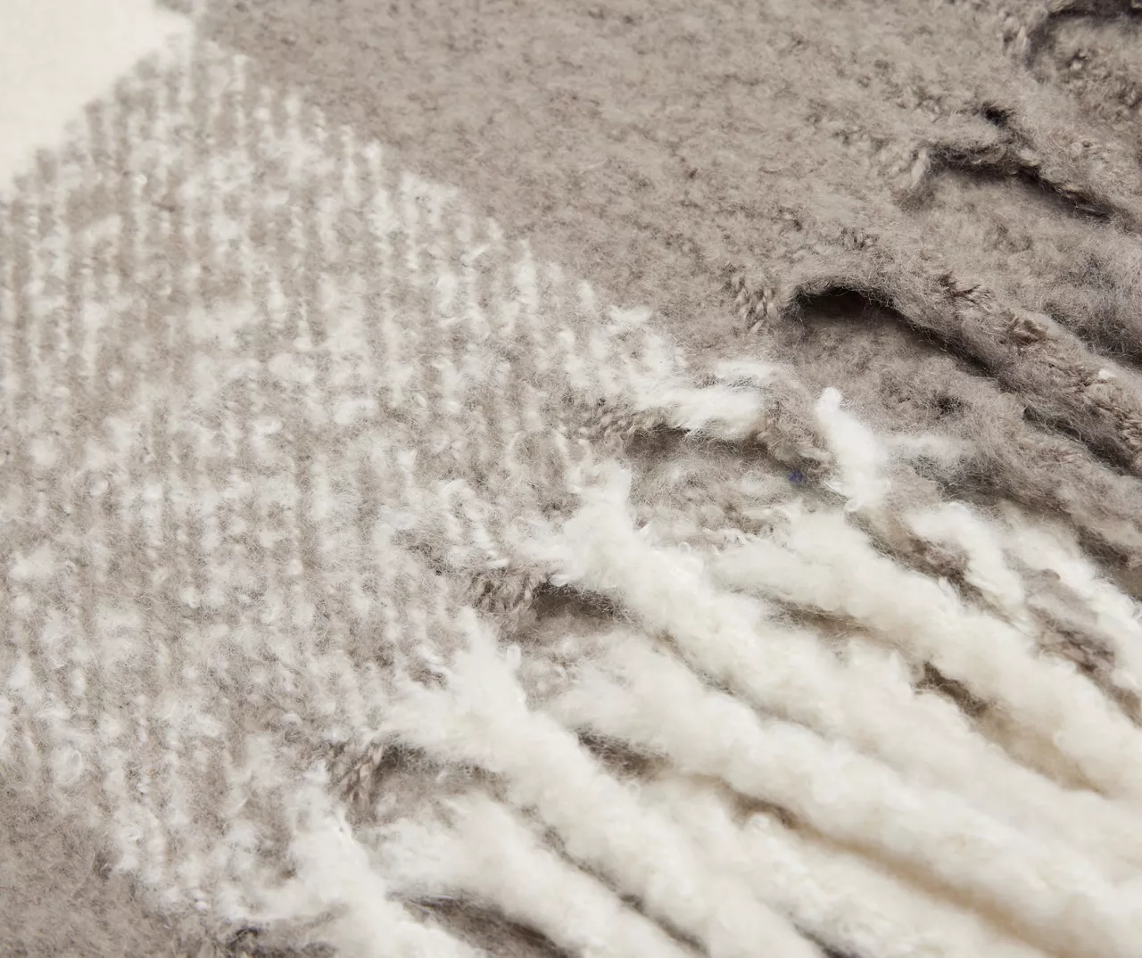 Gray & White Plaid Fringe-Trim Throw, (50" X 60") - Image 2