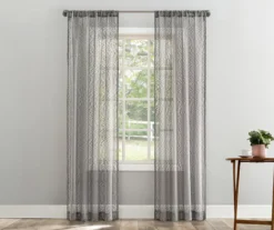 Tinsley Gray Boucle Light-Filtering Rod Pocket Curtain Panel, (84")