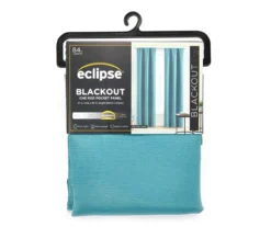 Teal Blackout Rod Pocket Curtain Panel, (84")