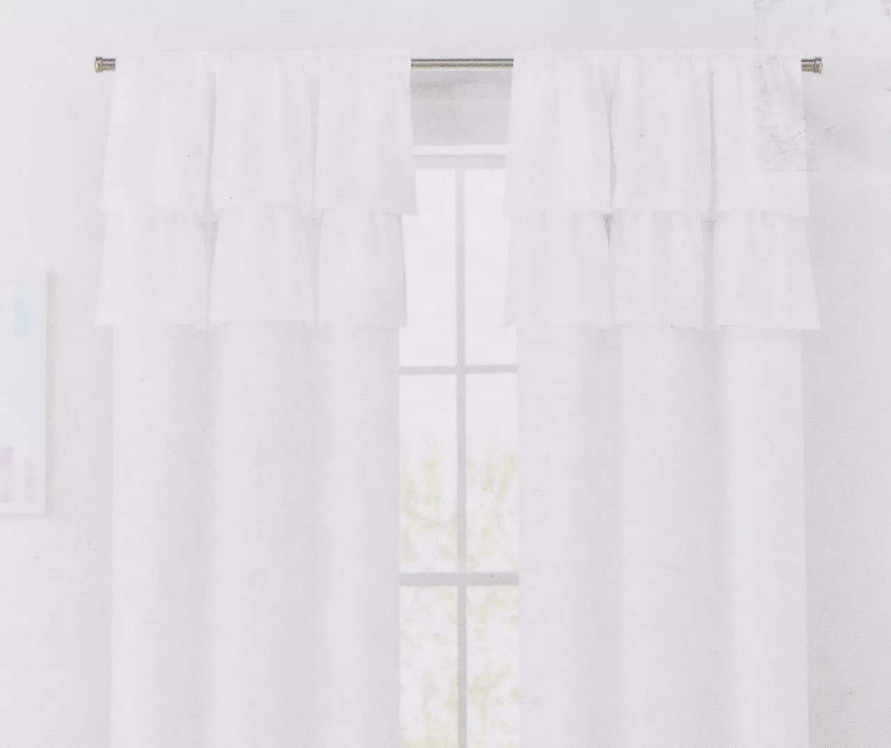 Naptime White Ruffle Blackout Rod Pocket Curtain Panel Pair, (84") - Image 2