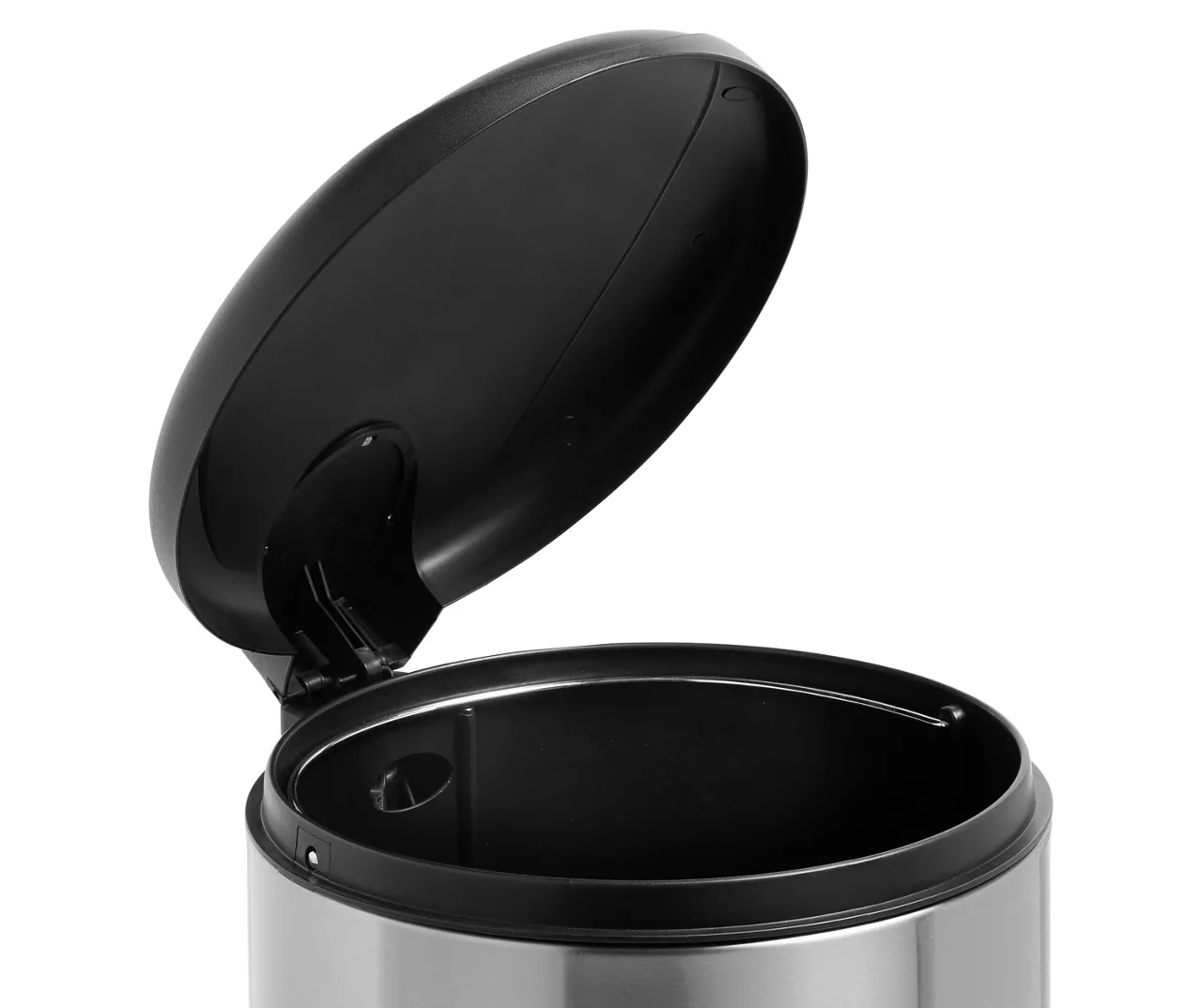 Stainless Steel & Black 8-Gal. Round Pedal Soft-Close Trash Can - Image 3