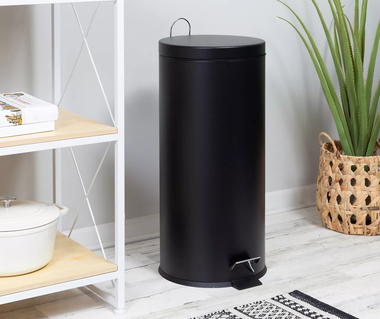 Matte Black Stainless Steel 8-Gal. Round Pedal Trash Can - Image 6
